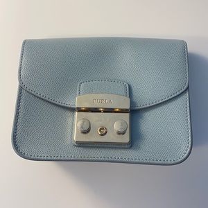 Furla baby blue mini crossbody purse
